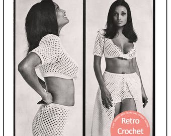 1970's Hot Pants, Bolero and Skirt Vintage Crochet Pattern - PDF Instant Download