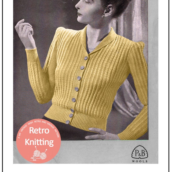 1940s Roll Collar Blouse PDF Knitting Pattern