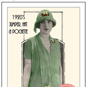 1920's Flapper Jumper with Scarf, Hat and Bag PDF Knitting Pattern