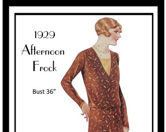 1920-tals Flapper Afternoon Frock Vintage sömnadsmönster, färdigt tryckt mönster