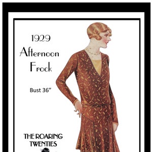 1920s Flapper Afternoon Frock Vintage Sewing Pattern, Ready Printed Pattern