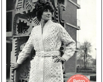 Patrón de punto PDF de Lady's Aran Coat de 1960