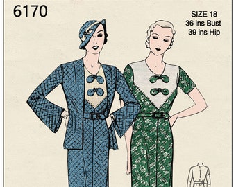1930's Afternoon Dress and Jacket PDF Print at Home Sewing Pattern