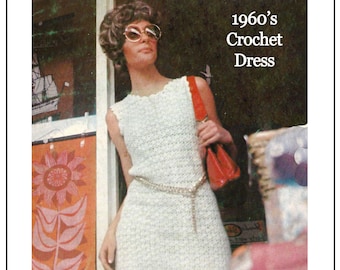 1960s Shift Dress Vintage Crochet Pattern - PDF Instant Download