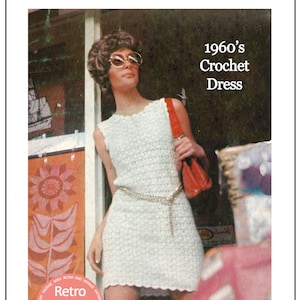 1960s Shift Dress Vintage Crochet Pattern - PDF Instant Download