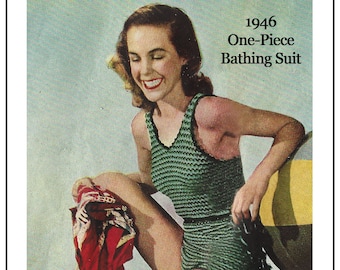 1940s Swimsuit Vintage Knitting Pattern - PDF Instant Download