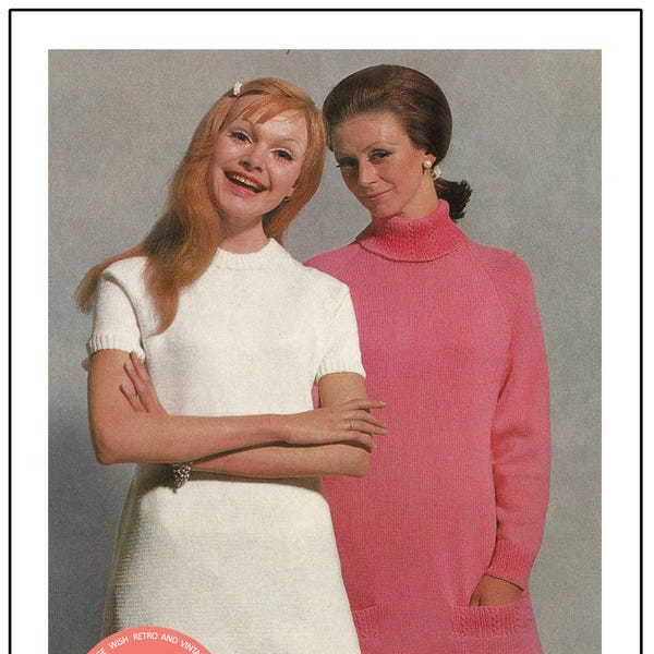 1960s Mini Dress Knitting Pattern – PDF Instant Download