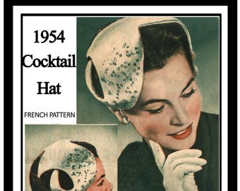 1950s Cocktail Hat Vintage  Sewing Pattern, PDF Sewing Pattern