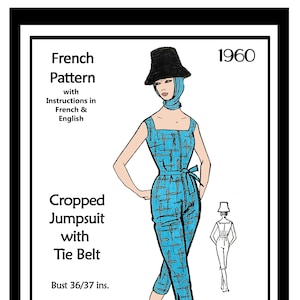 1960 S Cropped Summer Jumpsuit Vintage Sewing Pattern Bust Etsy