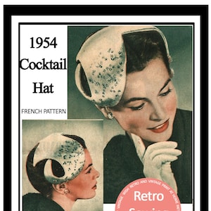 1950s Cocktail Hat Vintage  Sewing Pattern, PDF Sewing Pattern