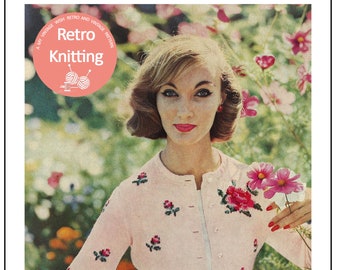 1950's Rose Embroidered Cardigan PDF Knitting Pattern