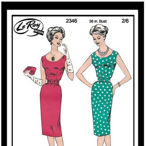 1950 Wiggle/Sheath Dress Ready Printed Sewing Pattern Bust 36