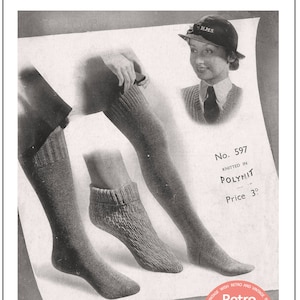 1940's Wartime Women's Service Stockings and Socks Knitting Pattern - PDF Instant Download
