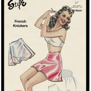 1940's French Knickers PDF Sewing Pattern Waist 30 - Style 4626