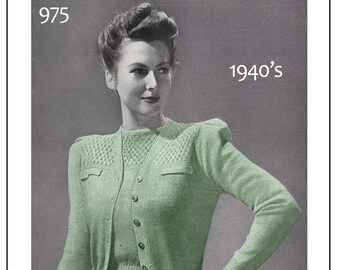 1940s Ladies Twinset Vintage Knitting Pattern PDF Instant - Etsy