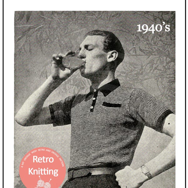 1940's Men's Polo Shirt  PDF Knitting Pattern