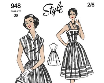 1950's Rockabilly Style Sun Dress and Jacket Ready Printed Sewing Pattern Bust 36