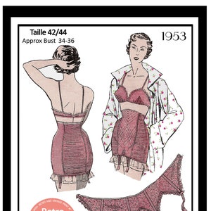 1950s Bra, Suspender and Girdle French Sewing Pattern  Bust 34-36