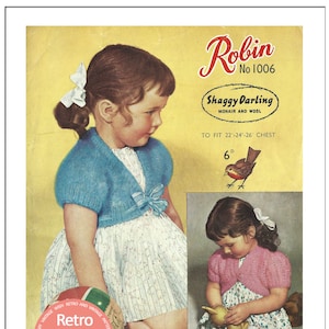 1950s Child&#39;s Mohair Bolero Vintage PDF Knitting Pattern