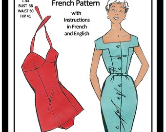 1950's Bombshell Bathing Suit and Beach Dress Sewing Pattern - Ready Printed Pattern
