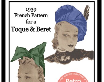 1930s Hat and Beret Ready Printed French Sewing Pattern