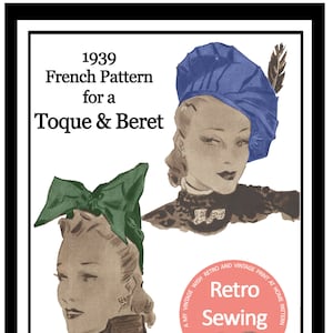 Jaren &#39;30 Vintage Frans naaipatroon - Hoed & Baret - PDF Naaipatroon - Direct downloaden