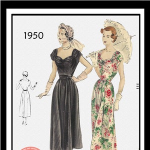 1950s Chic Summer Frock Sewing Pattern -  PDF Instant Download