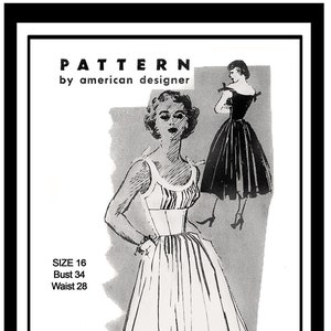 1950's Marilyn Style Summer Dress PDF Print at Home Pattern Bust Bust 34