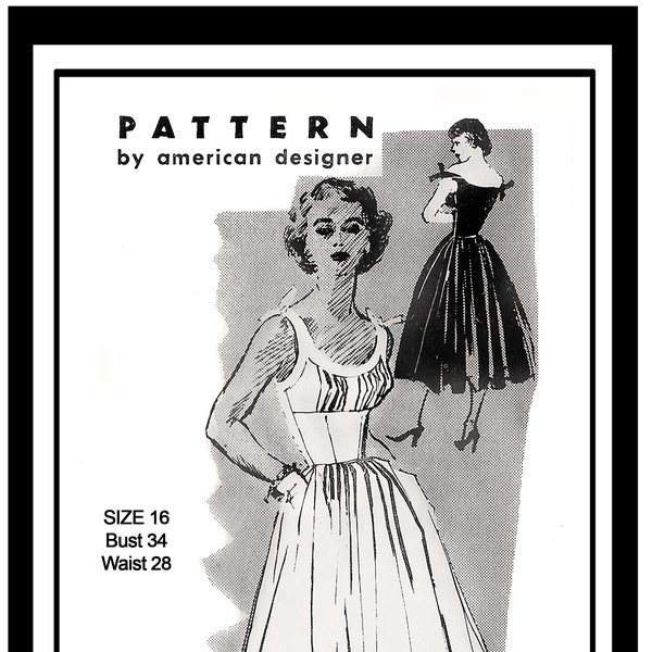 1950's Marilyn Style Summer Dress PDF Print at Home Pattern Bust Bust 34