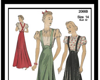 1930s Blouse and Suspender Skirt PDF Sewing Pattern Bust 32