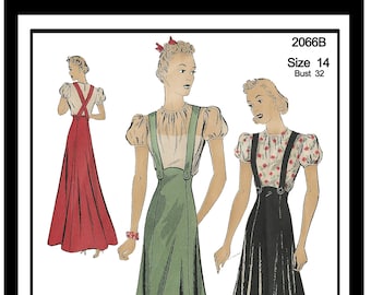 1930s Blouse and Suspender Skirt PDF Sewing Pattern Bust 32