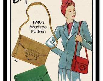 1940s Wartime Handbag Sewing Pattern - PDF instant Download