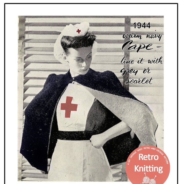 1940s Wartime Nurses Cape PDF Knitting Pattern