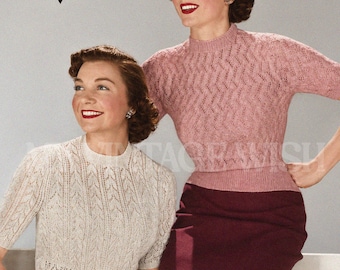 Vintage jaren 1950 kanten trui breipatroon pdf - direct downloaden
