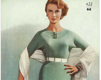 Modèle de tricot PDF de robe pull des années 50 en deux tailles