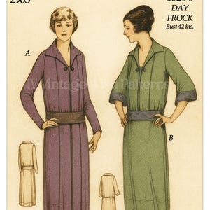 1920&#39;s Flapper Dress PDF Print at Home Sewing Pattern Plus size 42 Bust