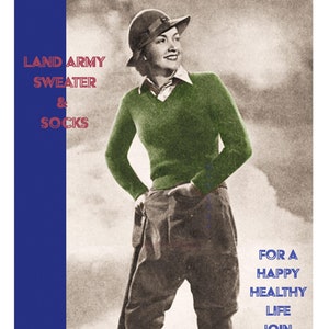 1940s Land Army V-Neck Sweater and Socks PDF Knitting Pattern