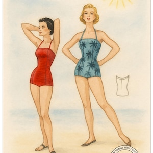 1950s Bombshell Swimsuit PDF Sewing Pattern
