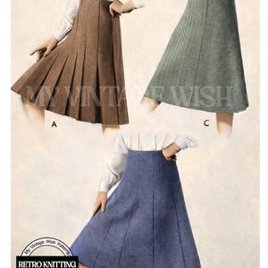 1940s Three Knitted Skirts Pattern, PDF Instant Download