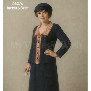 1920s Knit Suit Pattern: Waistcoat Jacket & Skirt (PDF Pattern, Bust 33-37")