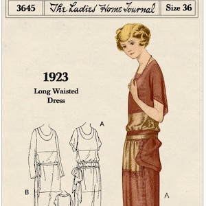 jaren 1920 flapper middag-/avondjurk pdf naaipatroon - buste 36