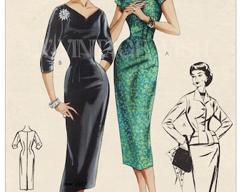 1950's Wiggle Dress and Jacket Bust 36 PDF Sewing Pattern