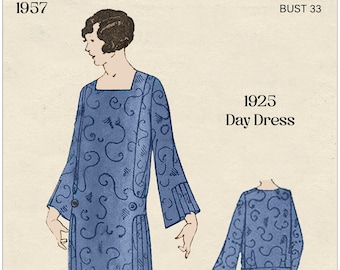 1920s Flapper Bell Sleeve Dress PDF Sewing Pattern