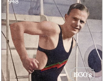 1930s PDF Knitting Pattern for a Man's Swimsuit Chest 36-38