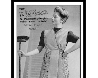 1940's Mrs Mop Make Do and Mend Apron PDF Sewing Pattern