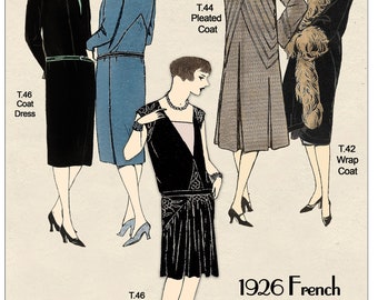 1920s Flapper Frocks and Coats PDF Print at Home French Sewing Pattern