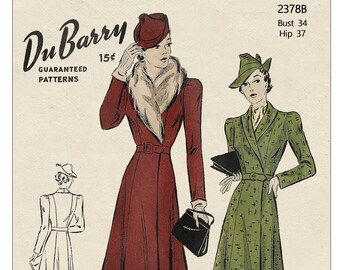 1940's Smart Coat Wartime Sewing Pattern - PDF Instant Download