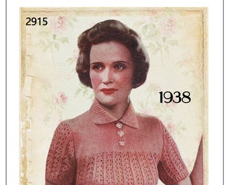Vintage 1930's Pretty Lace Jumper PDF Knitting Pattern - Digital Download