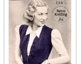 Modèle de tricot PDF de gilet intelligent pour dames des années 1940