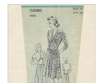 1940's Wartime Girdle Bodice Tea Frock Sewing Pattern - Bust 36 - PDF Instant Download